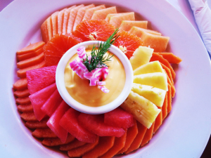 A yougurt and fruit platter for breakfast at San Felipe Marina Resort & Spa