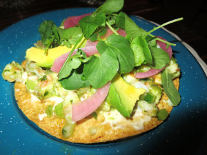 Shrimp Green Machine Ceviche Tostada