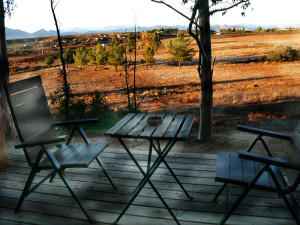 My deck at Casa Mayoral, looking out over the valley on an autumn day.