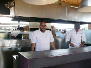 Chef Diego Hernandez in his open kitchen at Corazon De Tierra