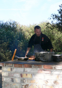 Drew Deckman in his outdoor kitchen